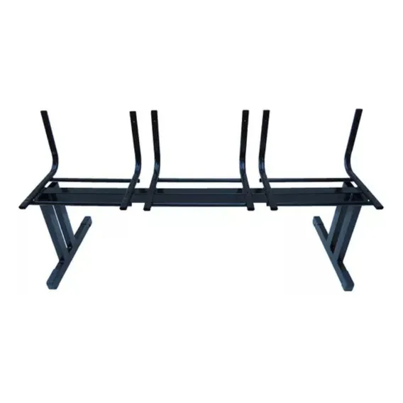 Estrutura Longarina 3 Lugares Ergon么mica Resistente Preto Foto 1