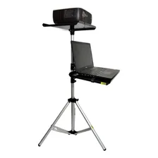 Estudius T2B Suporte Tripé Projetor E Notebook Com Bandeja Retrátil 1,8m Preto e Cinza Foto  mini 1