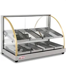 Estufa Vitrine Expositor Dupla Para Salgados 8 Bandejas Inox 110v Foto mini 1
