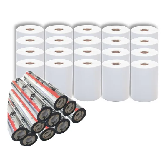 Etiqueta 10x15 Couche Serrilha + 10 Ribbons 75m (20 Rolos) Cor Branco Foto 1