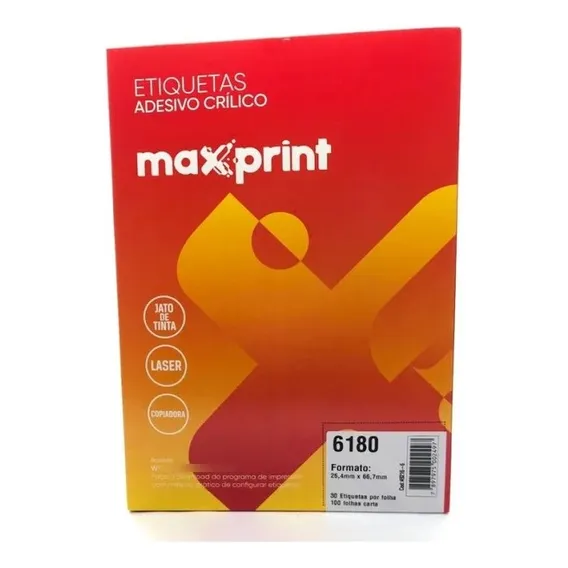 Etiqueta 6180 Ink/las 25,4x66,7mm 100fls Maxprint Cor Branco Foto 1