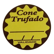 Etiqueta Adesiva Cone Trufado Sabor 3,6cm 600 Un Cor Amarelo Foto  mini 1