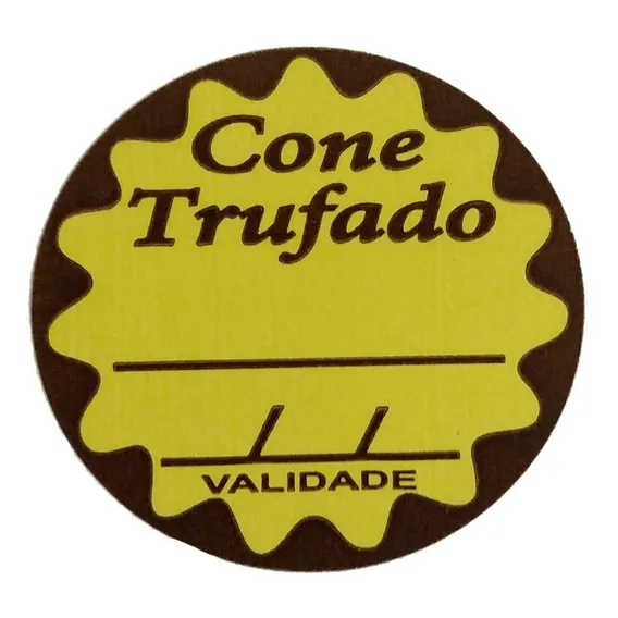 Etiqueta Adesiva Cone Trufado Sabor 3,6cm 600 Un Cor Amarelo Foto 1
