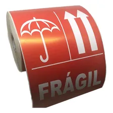 Etiqueta Cuidado Frágil Este Lado Para Cima Cor Vermelho Foto mini 3