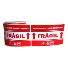 Etiqueta Frágil Etiqueta Cuidado Fragil - 100x150 - Adesiva Cor Vermelho Foto  mini 1