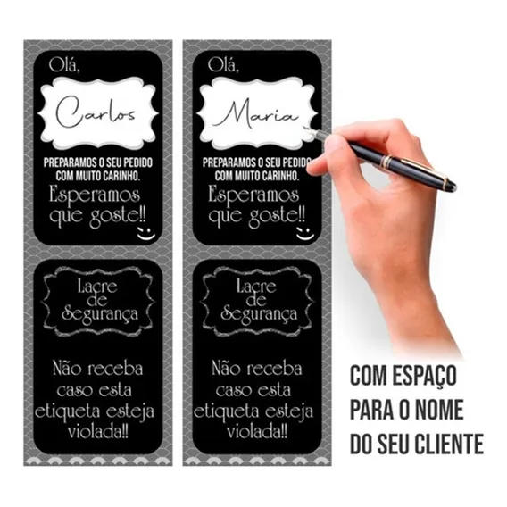 Etiqueta Lacre Adesivo Segurança Delivery Personalizado Nome Cor Preto Foto 1