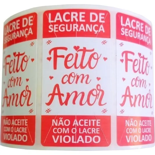 Etiqueta Lacre Segurança Hamburguer - 2.000 Lacres Cor Feito Com Amor Foto 1