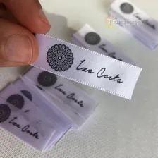Etiquetas Tecido Personalizadas 100un 1,5x4cm Cetim Gorgurão Foto  mini 1