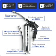 Evotek Máquina De Engraxar Manual Graxa C/ Bico Acoplador 600g Foto mini 3