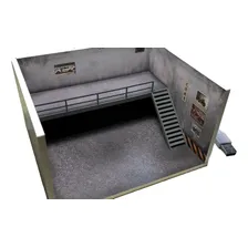 Expositor Miniaturas Oficina Garagem Duplo Deck Com Led 1:64 Foto  mini 1