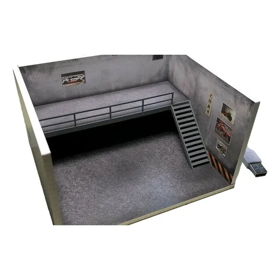 Expositor Miniaturas Oficina Garagem Duplo Deck Com Led 1:64 Foto 1