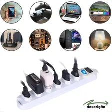 Extensão 5m Régua Energia 6 Tomadas Filtro De Linha Bivolt Cor Branco Foto mini 4