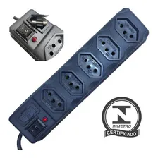 Extensão Eletrica 5 Tomada Filtro D Linha Fusivel Proteção Cor Preto Foto  mini 1