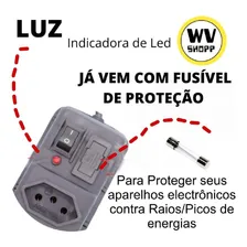 Extensão Eletrica 5 Tomada Filtro D Linha Fusivel Proteção Cor Preto Foto mini  3