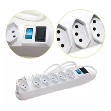 Extensão Elétrica 6 Tomadas Filtro Linha FusÃvel Cor Branco Foto mini 3