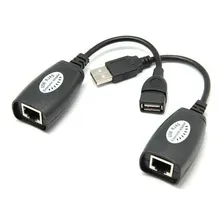 Extensão Adaptador Usb Via Cabo Rede Rj45 Cat5e/6 Cor Preto Foto mini 1