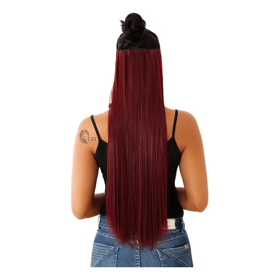 Extensão De Cabelo Tic Tac P/mega Hair Fibra Organica 150gr Cor Liso: Marsala 118 Foto 1