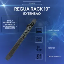 Extensão Eletrica 12 Tomadas Regua Eletrica127v/220v 10a Regua Painel Profissional Foto mini 4