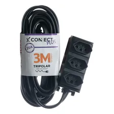 Extensão Elétrica Régua 3 Metros Tripolar 20 Amperes Fiolux Cor Extensão Elétrica De 3 Metros Tripolar Bivolt 20 Amperes Com 3 Tomadas Preta Foto mini 1