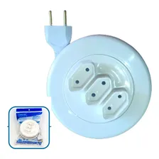 Extensão Redonda 5 Metros 2 Tomadas Elétrica Retrátil 2 Pino Foto  mini 1