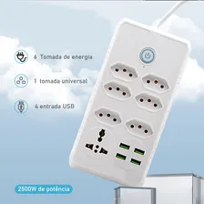 Extensão Régua Elétrica 7 Tomadas Com 4 Usb Bivolt 110v/220v 5 Metros Cabo Kapbom Foto mini 2