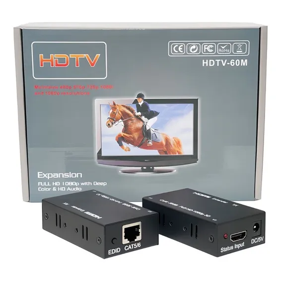 Extensor Hdmi 3d 60 Metros Via Cabo De Rede Utp Rj45 Cat6 Foto 1
