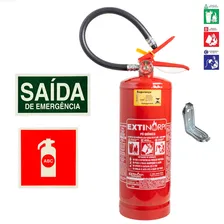 Extintor Abc 4kg 1 Ano, Suporte De Parede E Seta Sinalização Foto mini  3