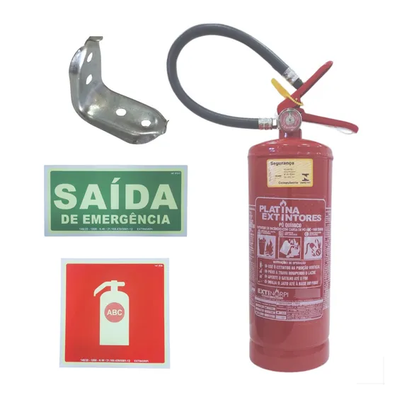 Extintor Abc 4kg Extinorpi Com Suporte De Parede Setas Sinalização Foto 1