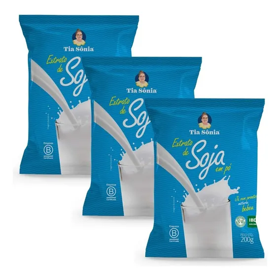 Extrato Leite De Soja P贸 Sem Lactose Kit 200g Cada Tia S么nia Foto 1