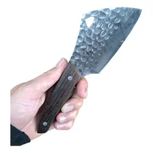 Faca Aço Inox Mini Cutelo Fulltang Cabo Madeira Corta Osso Foto mini  3