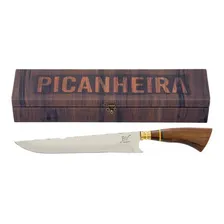 Faca Artesanal Picanheira 10 Pol. Lâmina Prata Cabo Madeira Foto mini 1