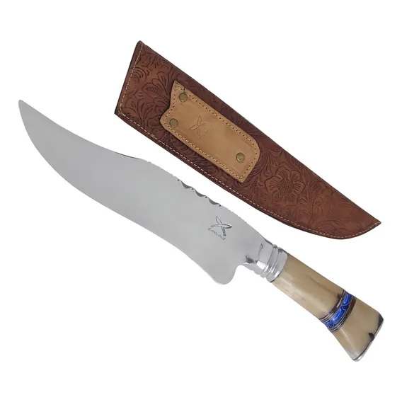 Faca Bowie Forjada 9' Integral Aço Inox 420c Cabo Osso Artes Foto 1
