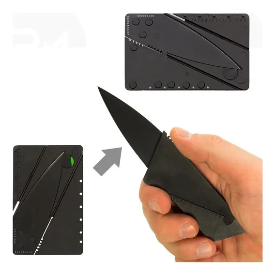 Faca Cartão Canivete Tático Portátil Discreto Carteira Bolso Cor Preto Foto 1
