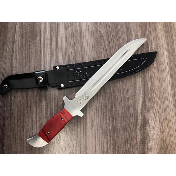 Faca Case Bowie Fulltang Bushcraft Caça Pesca Bainha Couro Foto 1