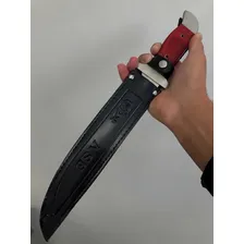 Faca Case Bowie Fulltang Bushcraft Caça Pesca Bainha Couro Foto mini  3