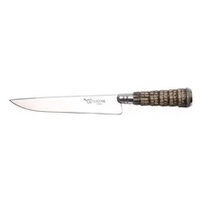 Faca Churrasco 6'' Aço Inox Cabo Rabo De Tatu E Bainha Couro Foto mini 4