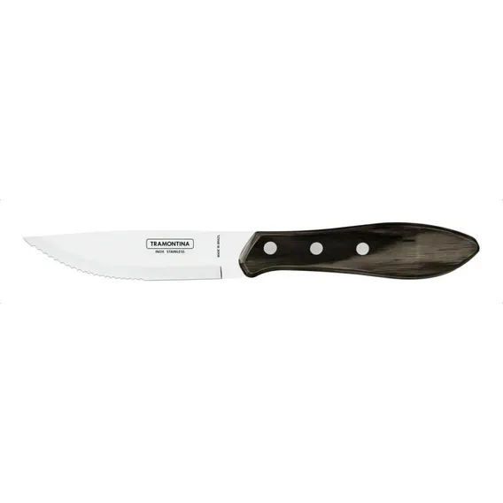 Faca Churrasco Jumbo Tramontina Inox Cabo Polywood Castanho Foto 1