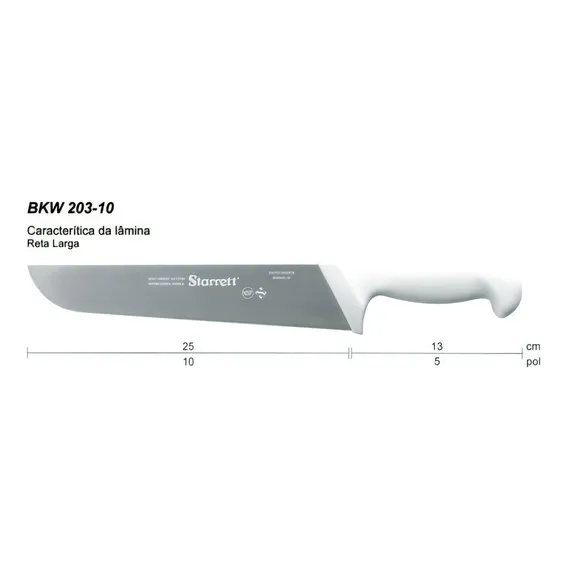 Faca churrasco profissional açougue Starrett BKW 203-10 25cm cor branco Foto 1