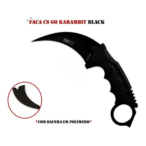 Faca Esportiva Csgo Karambit Black Afiada Punho Polímero Foto 1