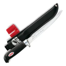 Faca Fileteira Inox Rapala Soft Grip + Afiador E Bainha Foto  mini 1