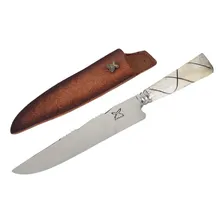 Faca Forjada Integral 9mm Dorso Cabo Osso Artesanal 10' Inox Foto mini 1
