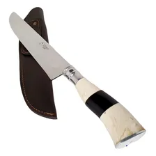 Faca Inox Gaucha 9 Pol Cabo Trabalhado Osso Chifre Bainha Foto mini 1