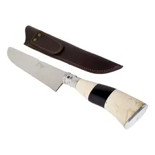 Faca Inox Gaucha 9 Pol Cabo Trabalhado Osso Chifre Bainha Foto mini 3