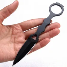 Faca Punhal Full Tang Tática Militar Camping Cor Preto Foto mini 4