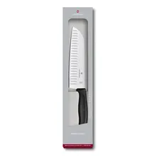Faca Victorinox Santoku Swiss Classic com sulcos 17cm Preta Foto mini 2