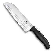Faca Victorinox Santoku Swiss Classic com sulcos 17cm Preta Foto mini 3