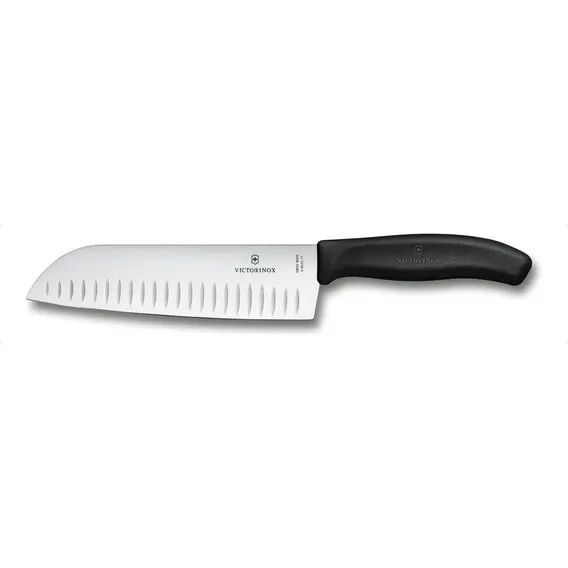 Faca Victorinox Santoku Swiss Classic com sulcos 17cm Preta Foto 1