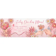Faixa Banner Lona Dia Das Mães Frase Flores Jardim Aquarela Foto mini 1