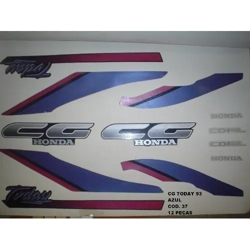 Faixa Cg 125 Today 93 - Moto Cor Azul (37 - Kit Adesivos) Foto 1