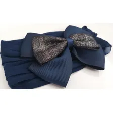 Faixa De Cabelo Para Bebe Turbante Com Laço Cor Azul-escuro Foto mini 3
